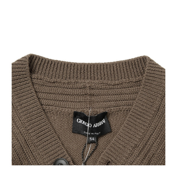 giorgio armani/乔治阿玛尼 男士针织衫/毛衣 纯羊毛纽扣半开襟咖色