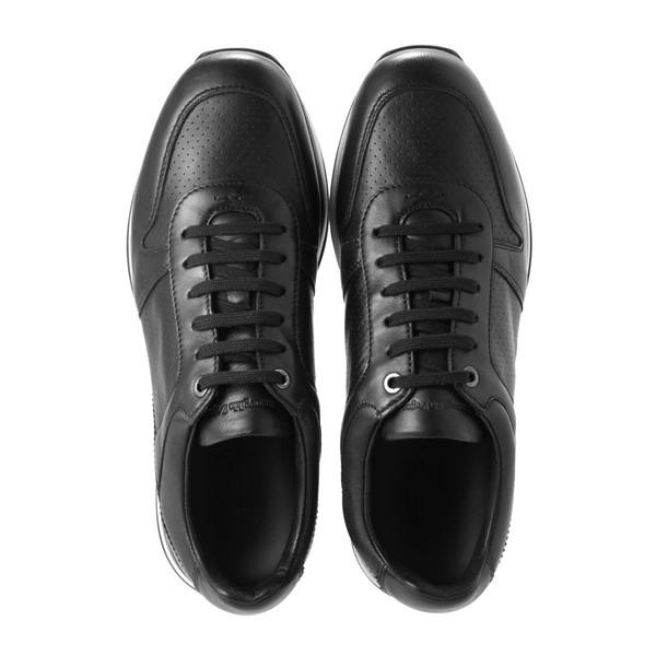 ermenegildo zegna/杰尼亚 牛皮 系带 男士黑色休闲运动鞋