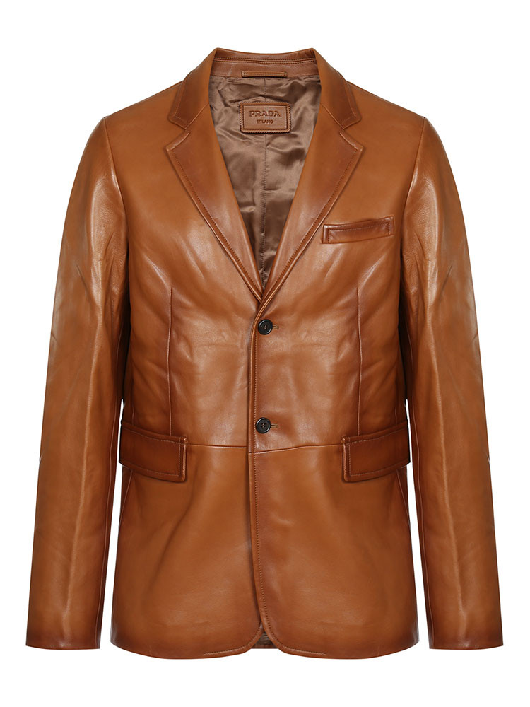 prada/普拉达 男士皮衣 羊皮卡其色简约男士皮衣