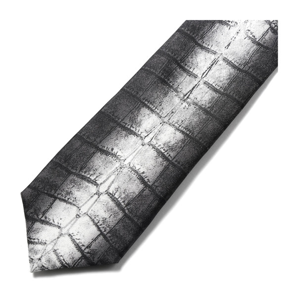 fendi/芬迪 真丝面料鳄鱼纹印花黑灰色男士领带