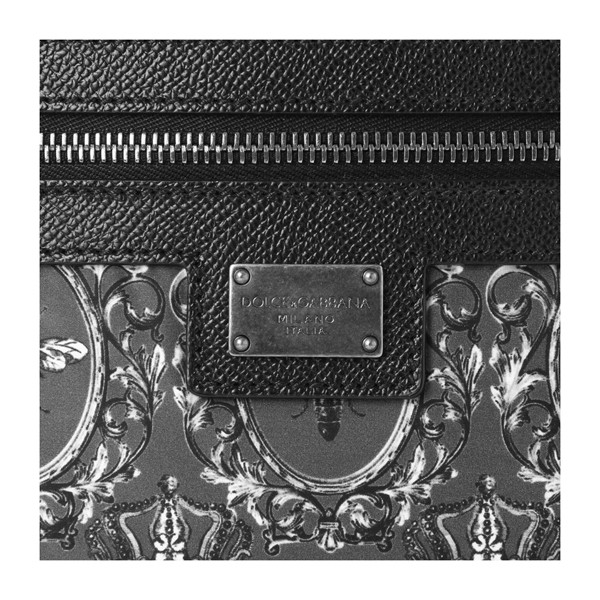 dolce&gabbana/杜嘉班纳 尼龙配皮蜜蜂王冠印花男士手提包