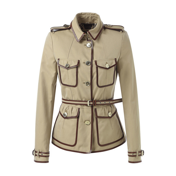 "瑕疵折扣"burberry/博柏利 女士夹克 纯棉翻领系腰带卡其色女士夹克