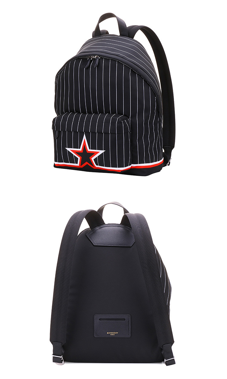 纪梵希男士黑色尼龙中号双肩包黑白条纹双肩包bk500gk现款现货【正品