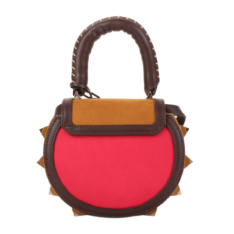 salar/salar女士拼色牛皮铆钉手提包 单肩包 斜挎包 f17mib