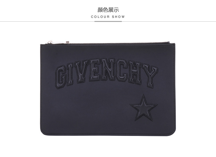 givenchy/紀梵希 男士黑色pvc手拿包浮雕印花錢包bc06345