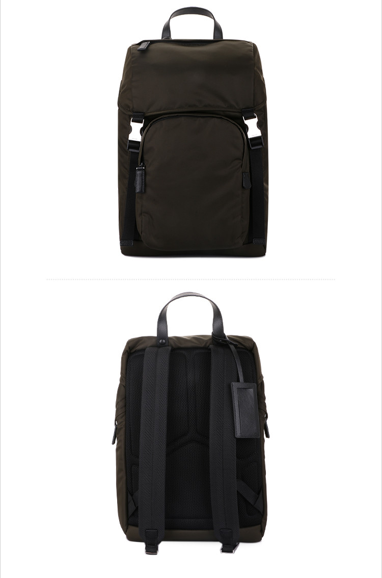 prada/普拉达男士中号竖款尼龙搭扣开合双肩包 背包2vz135