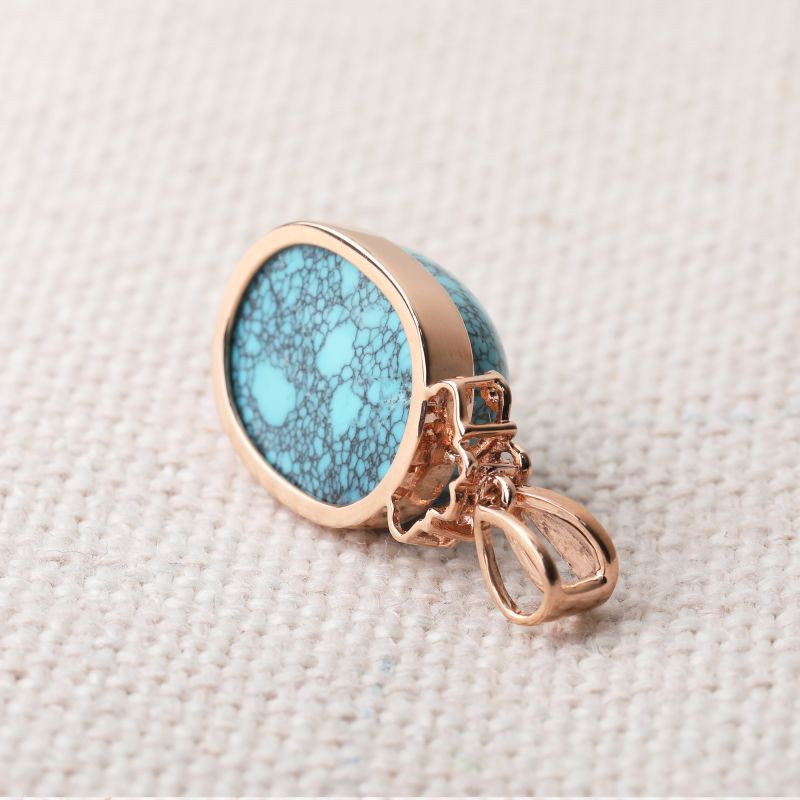 zhangs textiles/绣花张 18k金镶嵌天然原矿绿松石吊坠