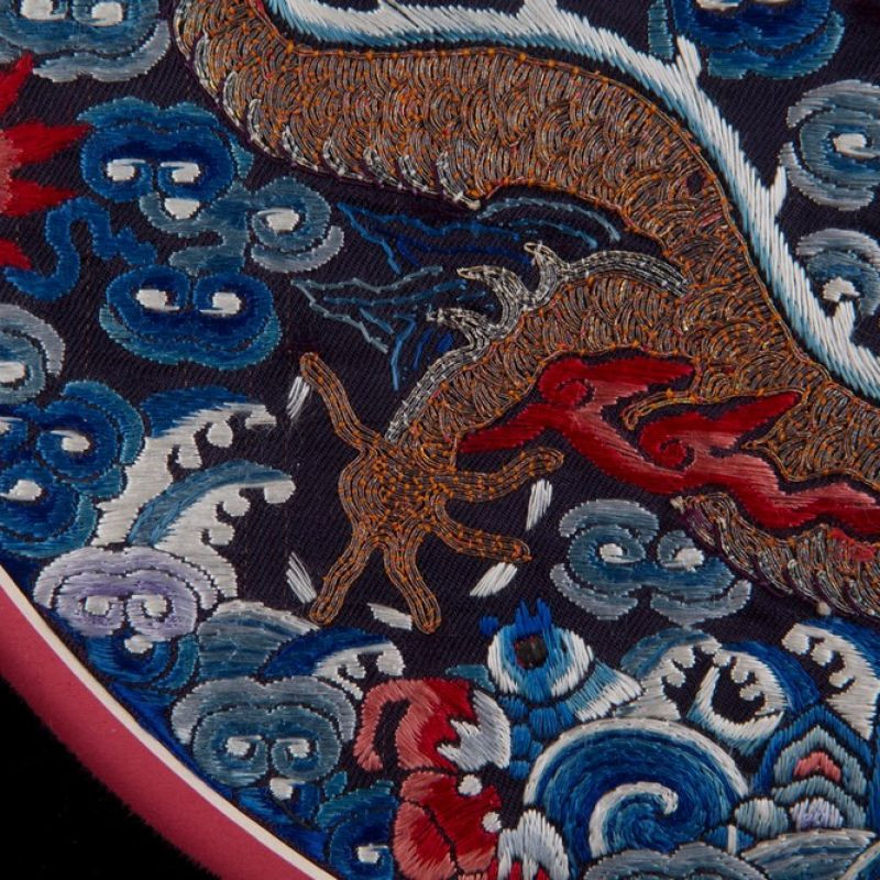 zhangs textiles/绣花张 清代咸丰亲王补子团龙绣片藏品