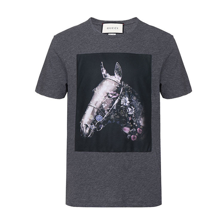 gucci/古驰 纯棉时尚马头图案男士短袖t恤