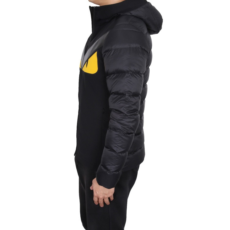 【fendi芬迪 男士羽绒服】fendi/芬迪 黑色连帽小怪兽款男士羽绒服 fa