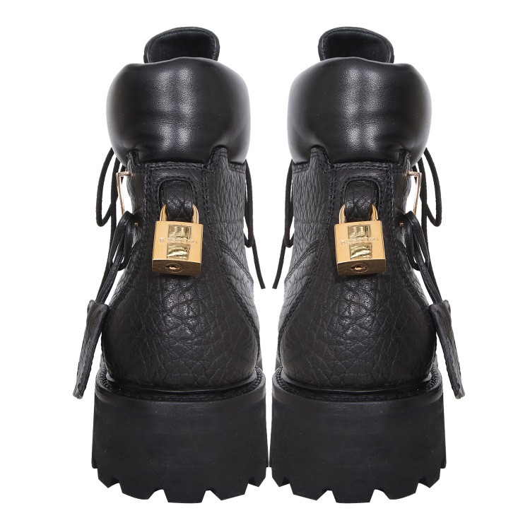 buscemi/buscemi 牛皮材质金属锁头装饰男士短靴