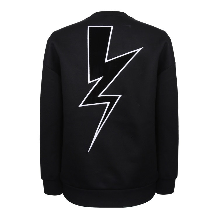 neil barrett/尼奥·贝奈特 黑色圆领闪电图案太空棉长袖男卫衣 pbjs