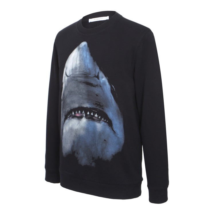 givenchy/纪梵希 18春夏 黑色圆领鲨鱼男卫衣 bm704c3 y0v 001