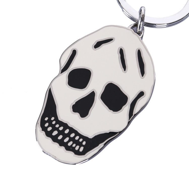 alexander mcqueen/亚历山大麦昆 白色金属材质骷髅头图案钥匙扣挂饰