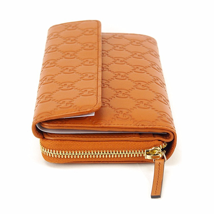gucci/古驰 男士浅棕色双g真皮长款钱包 347112