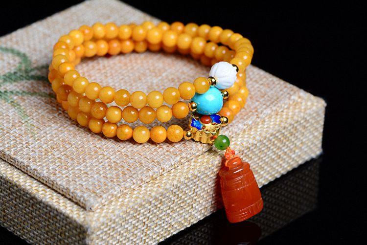 aroma.wooden/香元木饰 天然蜜蜡108佛珠手串5.