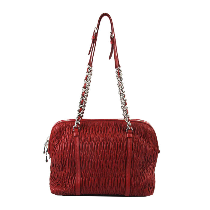 miumiu/缪缪 女士红色褶皱羊皮手提包 单肩包(未使用轻微陈列痕迹 s级