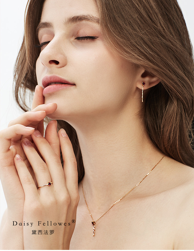 daisy fellowes/黛西法罗 k金系列项饰 女士18k金碧玺爱心吊坠项链