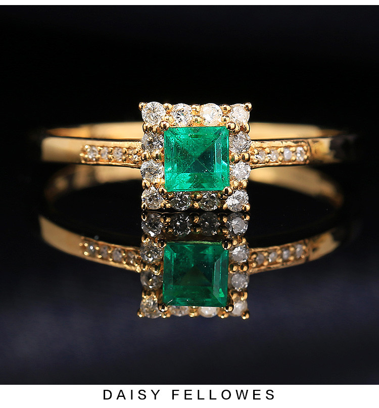 daisy fellowes/黛西法罗 祖母绿戒指 18k金彩宝时尚优雅女戒