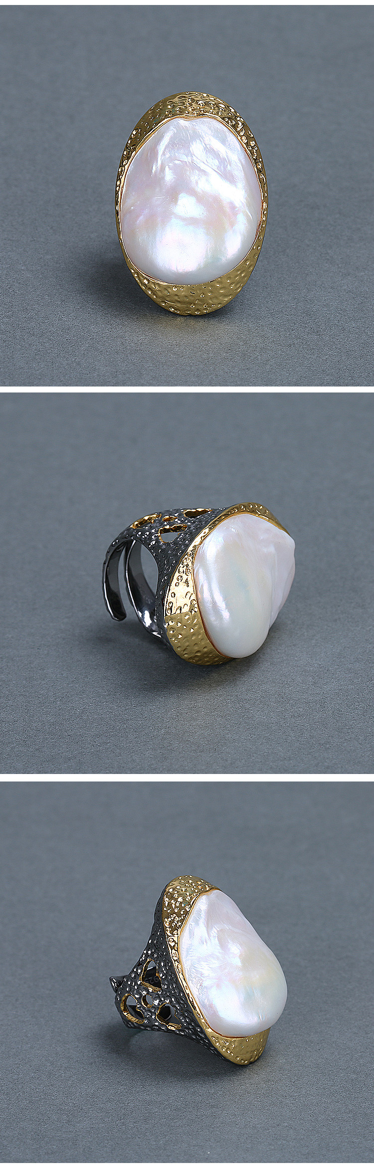 a&y/a&y 职场珠宝珍珠系列925银异形珍珠指环女士时尚百搭戒指礼品