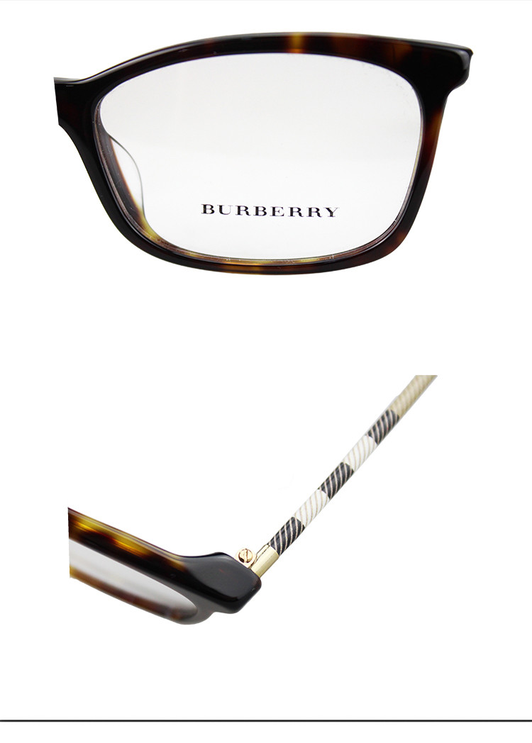 burberry/博柏利 中性款式玳瑁色镜框透明镜片格纹装饰镜架光学眼镜 0