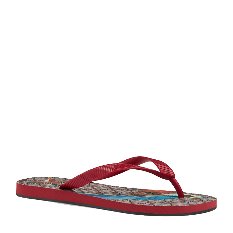 gucci/古驰 2017年新款图案花卉印花橡胶男士人字拖鞋#427118 jcc40