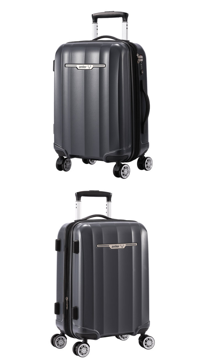 antler/安特丽万向轮可放大拉链行李箱中性款式pc/abs材质灰色24寸a82