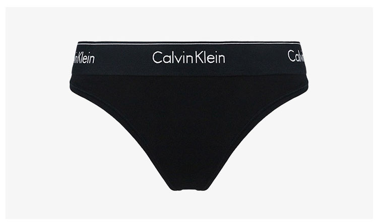 calvin klein/卡尔文·克莱因 女士内裤黑色logo莫代尔弹力棉丁字内裤