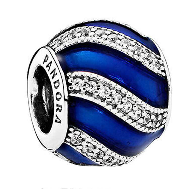 pandora/潘多拉 女士蓝色珐琅镶锆串珠串珠 791991en118