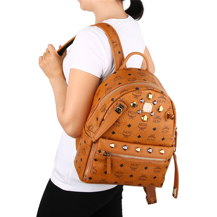 mcm/mcm 女士牛皮卡其色双肩包 mmk 6sve80 co001 卡其色