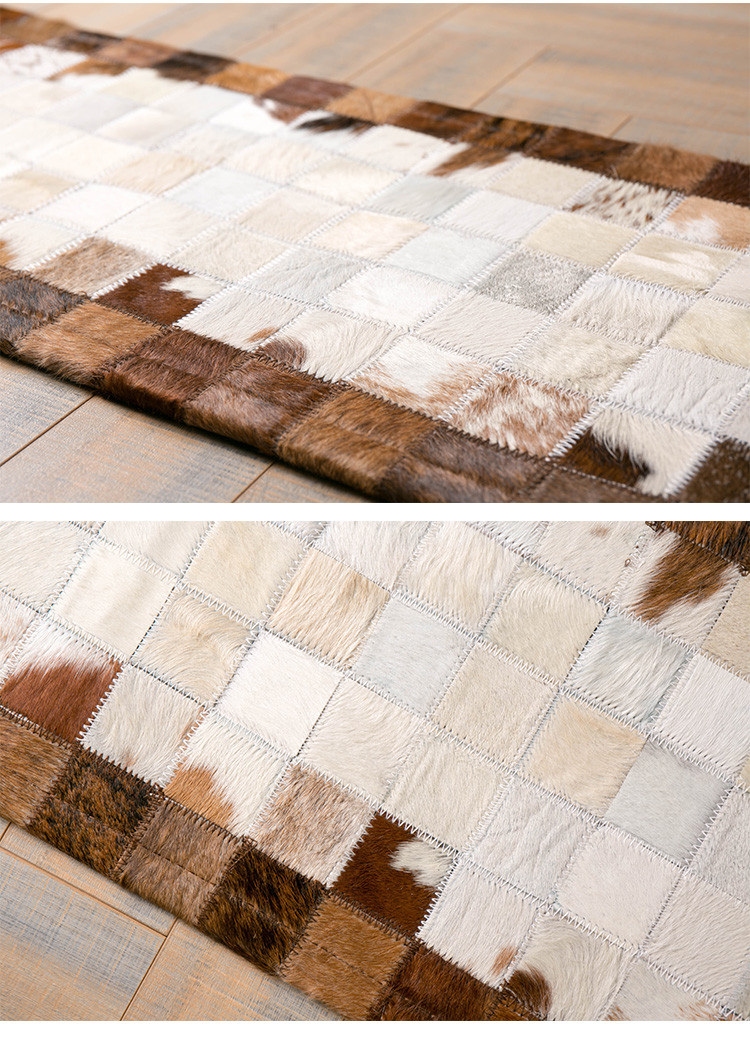 downessa非洲印象 设计师原创毛皮拼接地毯 35*135cm