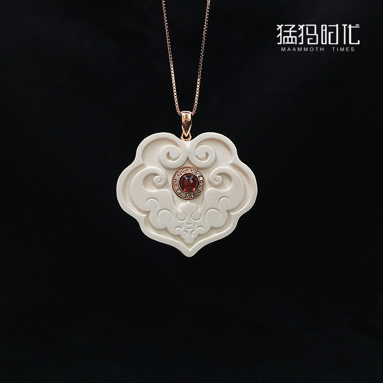 mmsd/猛犸时代 专柜正品带证书猛犸象牙 吉祥如意-18k金镶嵌系列挂件