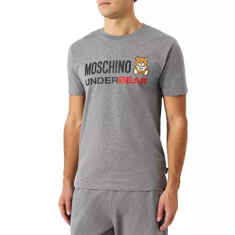 moschino/莫斯奇诺 泰迪熊logo印花棉质男士短袖t恤a19208133555