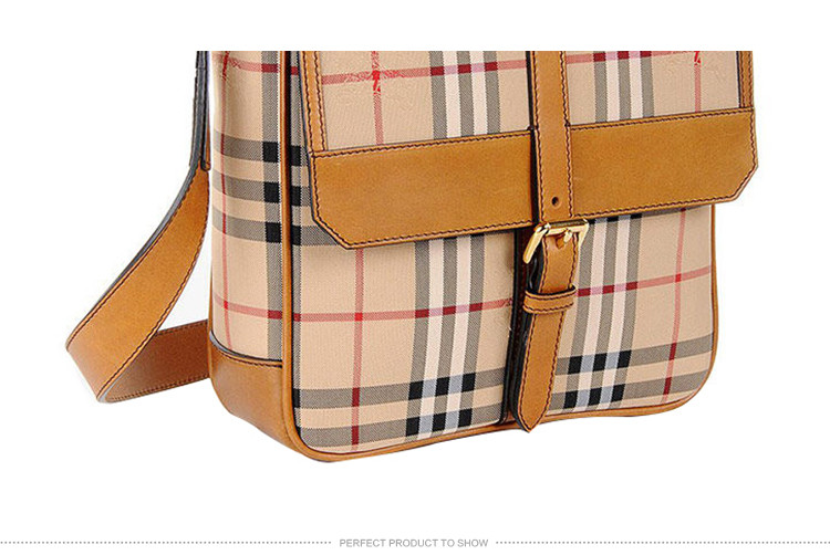 burberry/博柏利 男士卡其色格纹尼龙邮差包斜挎包 3934951 2160t-003