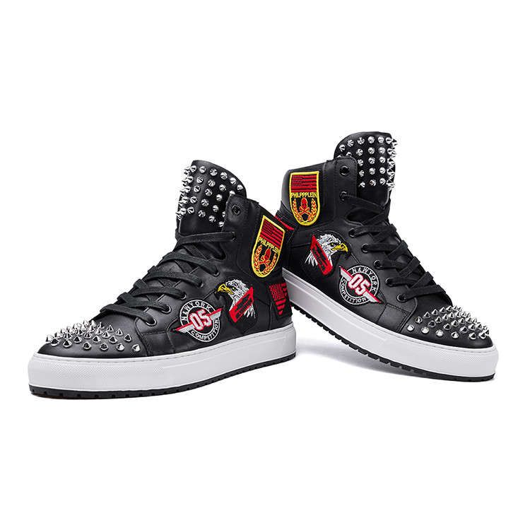 ross/费列罗斯 牛皮 男士个性铆钉短靴 休闲高帮板鞋 fr882002h