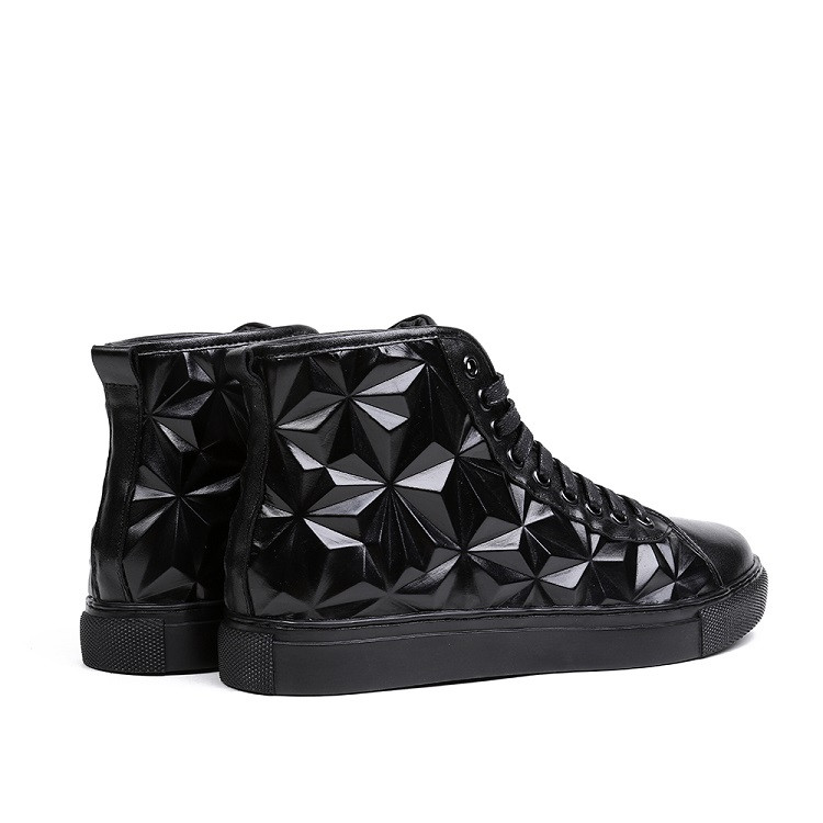 sze/sze 立体菱形高帮系带男士休闲鞋 301m0101