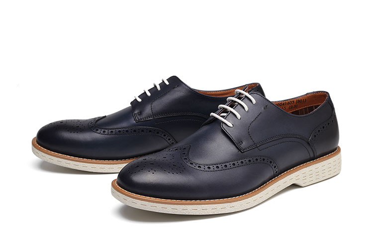 t. dupont/都彭 牛皮布洛克英伦男士商务休闲鞋 g20241603 蓝色 38