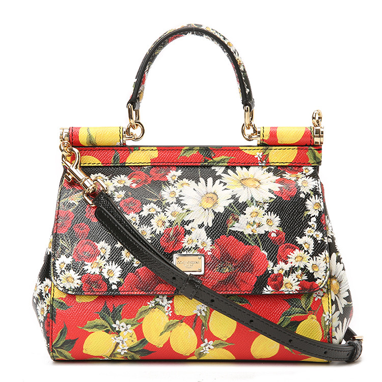 dolce&gabbana/杜嘉班纳女士牛皮西西里花卉柠檬手提两用斜挎包