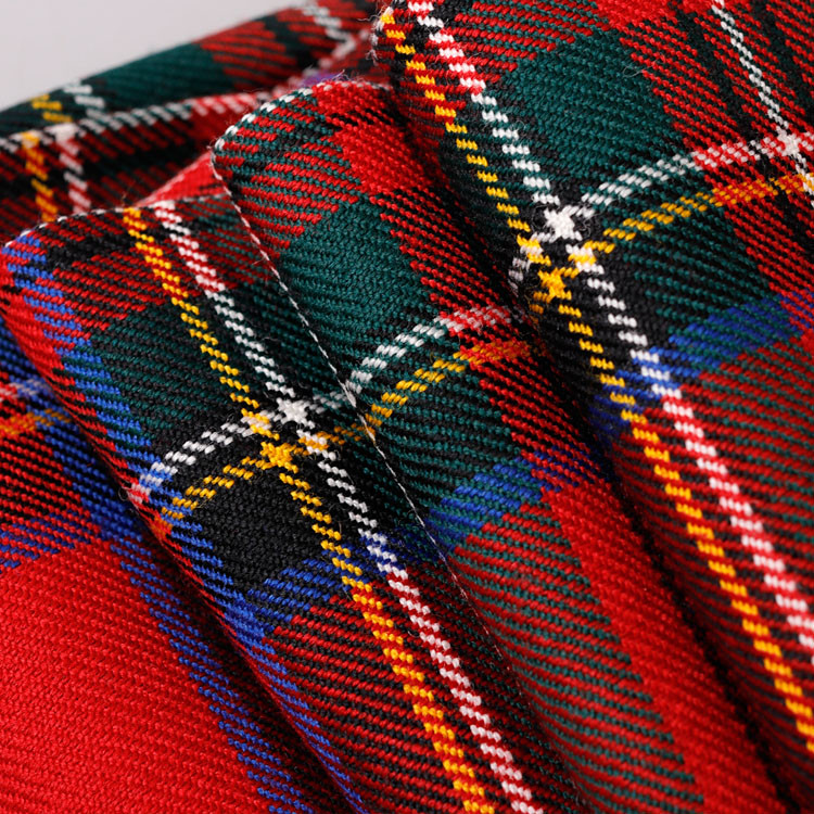 burberry/博柏利经典苏格兰格纹直筒量裁修身中腰红色羊毛混搭风女士