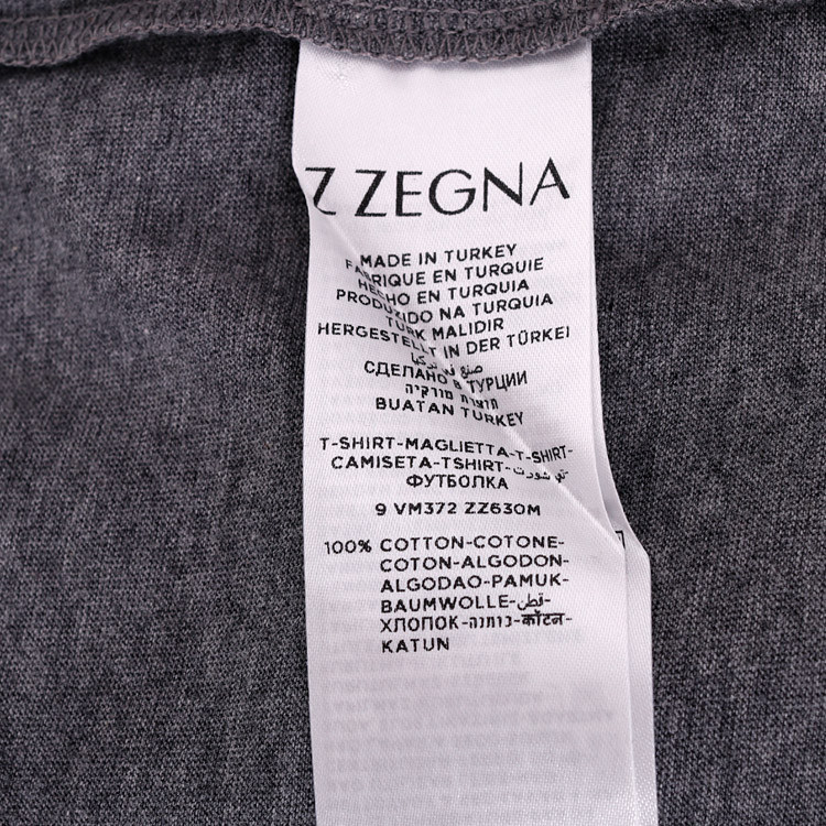 z zegna/z zegna傑尼亞zz系列商務休閒款適中版圓領純棉灰色短袖男士