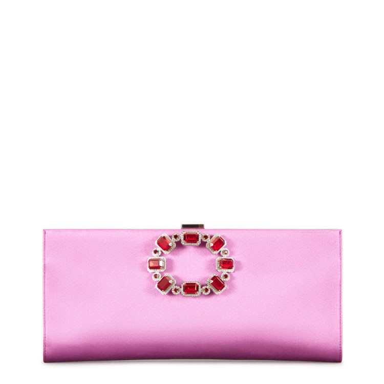 roger vivier/罗杰·维维亚crownjewels女士桑蚕丝饰扣手拿包