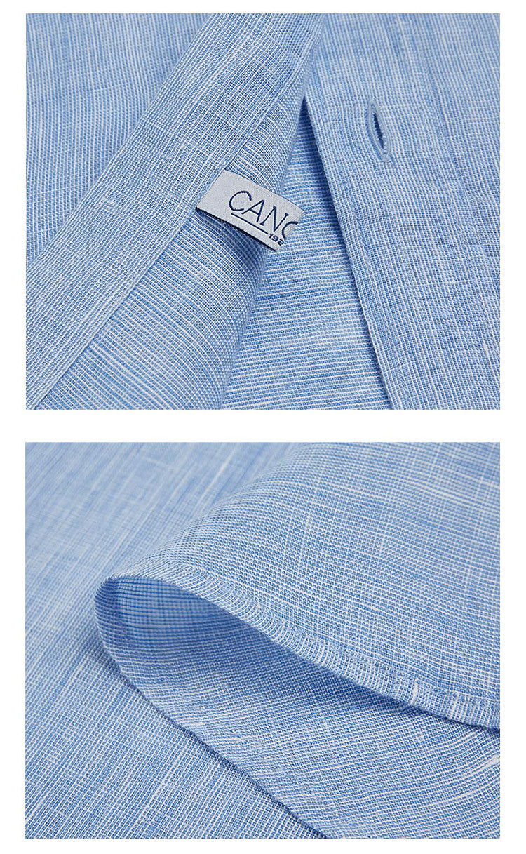 creations/柏品 意大利进口canclini亚麻时尚修身衬衣 男士短袖衬衫
