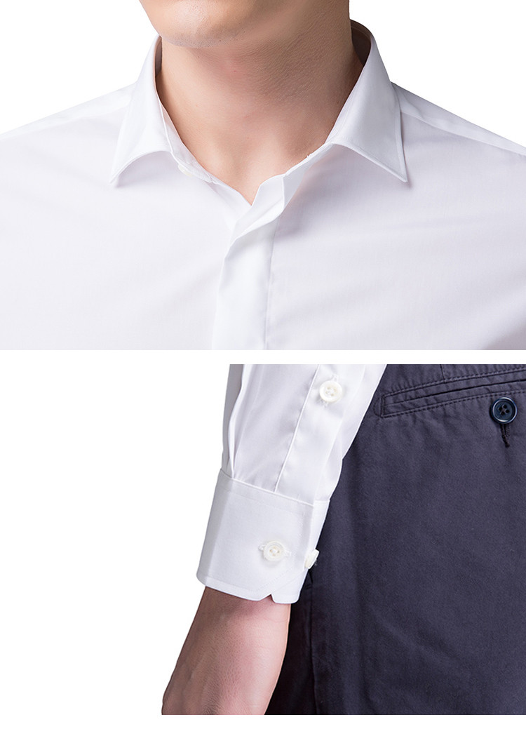 by creations lite/柏品 140支全棉修身长袖衬衫 暗门襟男士长袖衬衫