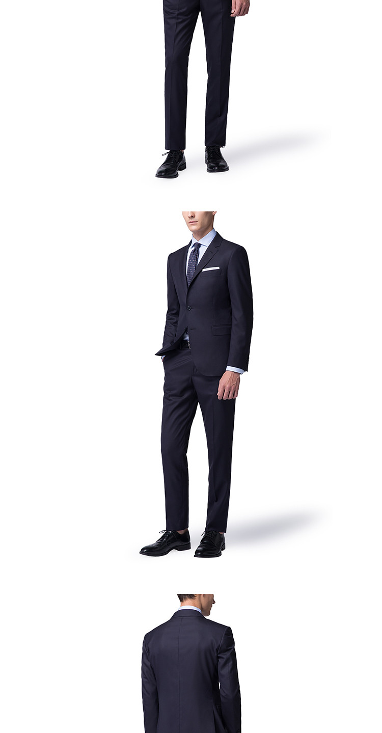 giorgio armani(乔治阿玛尼)深蓝色男士格纹羊毛西服套装