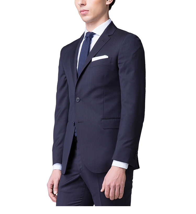 by creations/柏品 17年新品 羊毛桑蚕丝浅色西装鱼骨纹提花男士西服