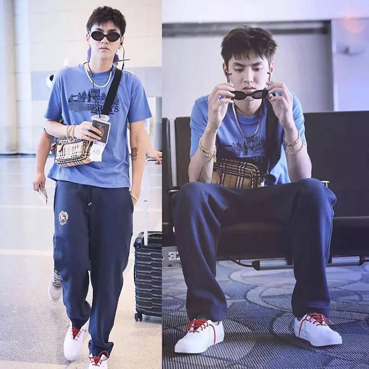 burberry/博柏利 吴亦凡明星同款刺绣logo男士运动裤bu1840034035