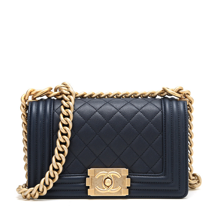 chanel/香奈儿 牛皮boy系列金属链条女士单肩包