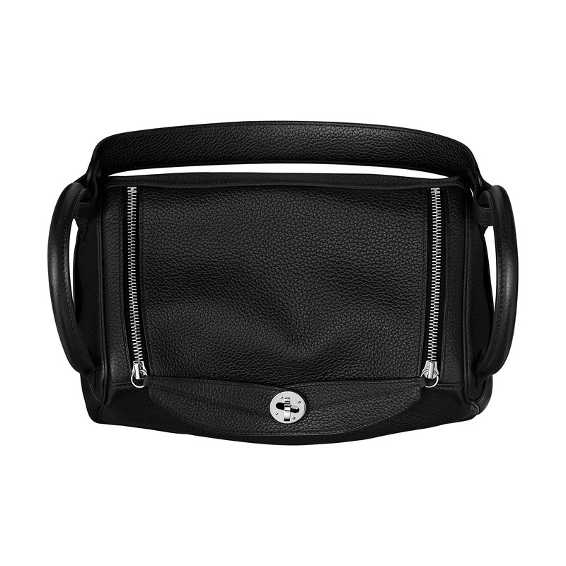 hermes/爱马仕 clemence牛皮lindy26黑咖拼皮女士单肩包