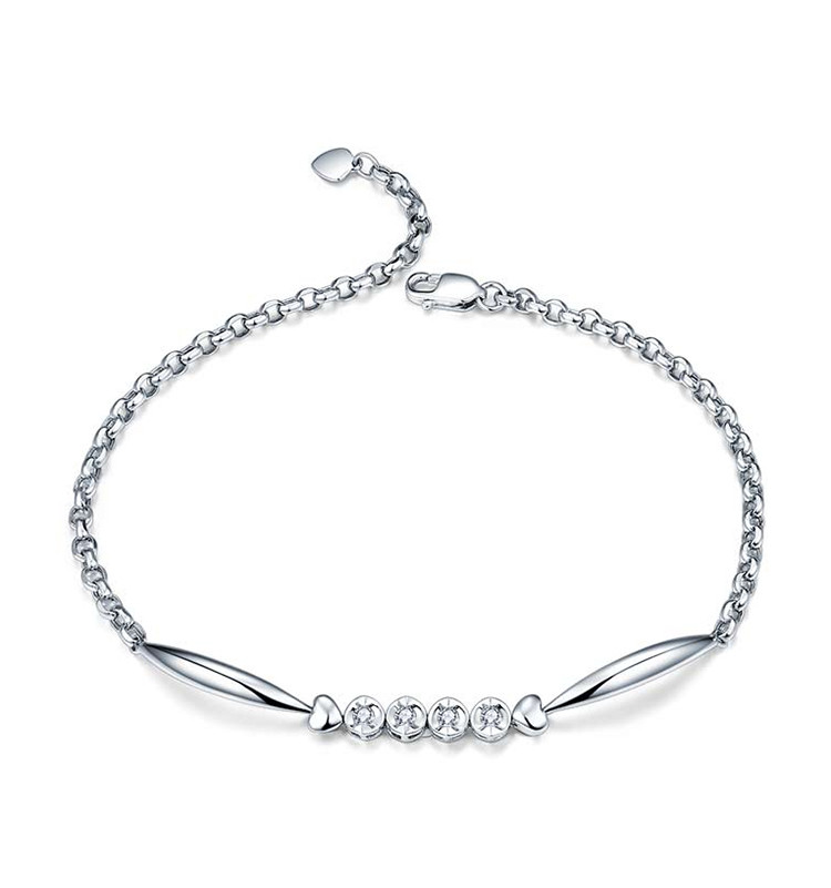 zocai/佐卡伊 天使之吻 白18k金小众设计k金钻石手链女时尚简约