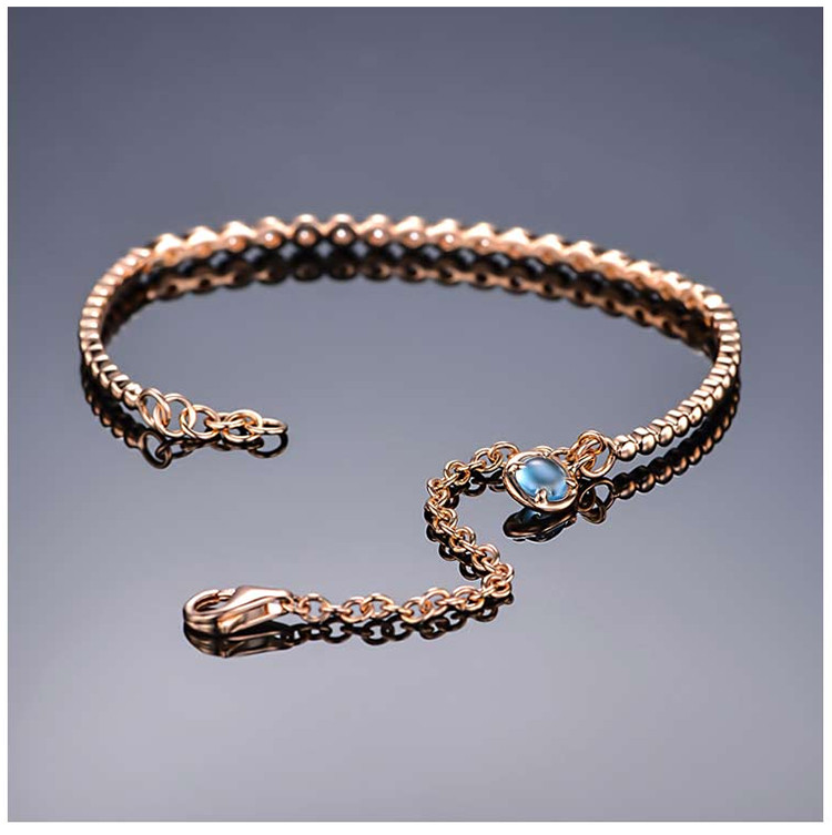 zocai/佐卡伊 18k金玫瑰金色满天星钻石手链女时尚彩宝手链腕饰 定制